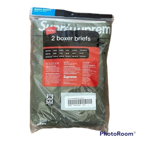 Supreme x Hanes Olive Green Boxer Briefs  (2 Pack) NWT Size Medium - Picture 3 of 3